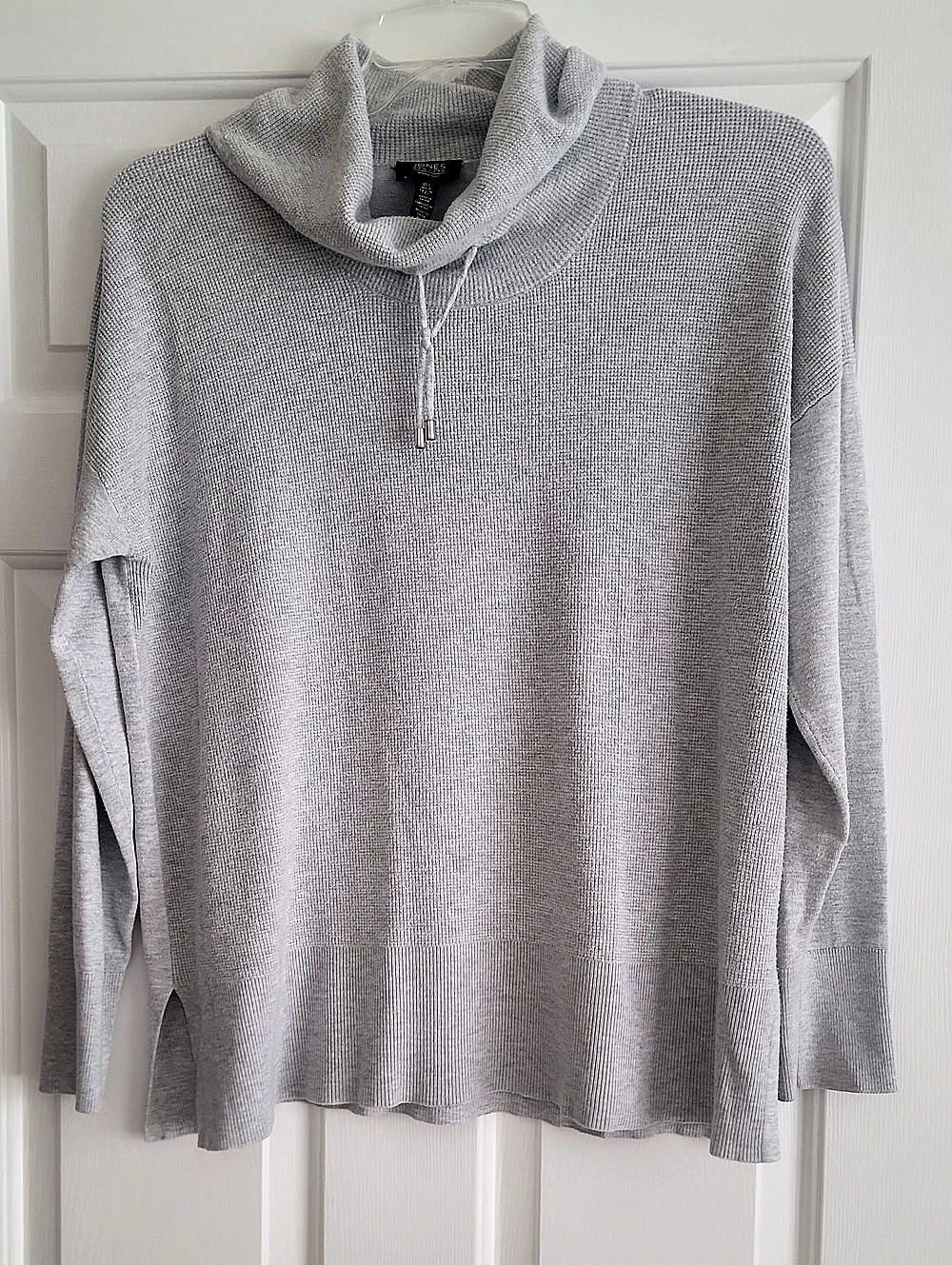 Jones New York Cowl Neck Knit Sweater in Gray Size Large